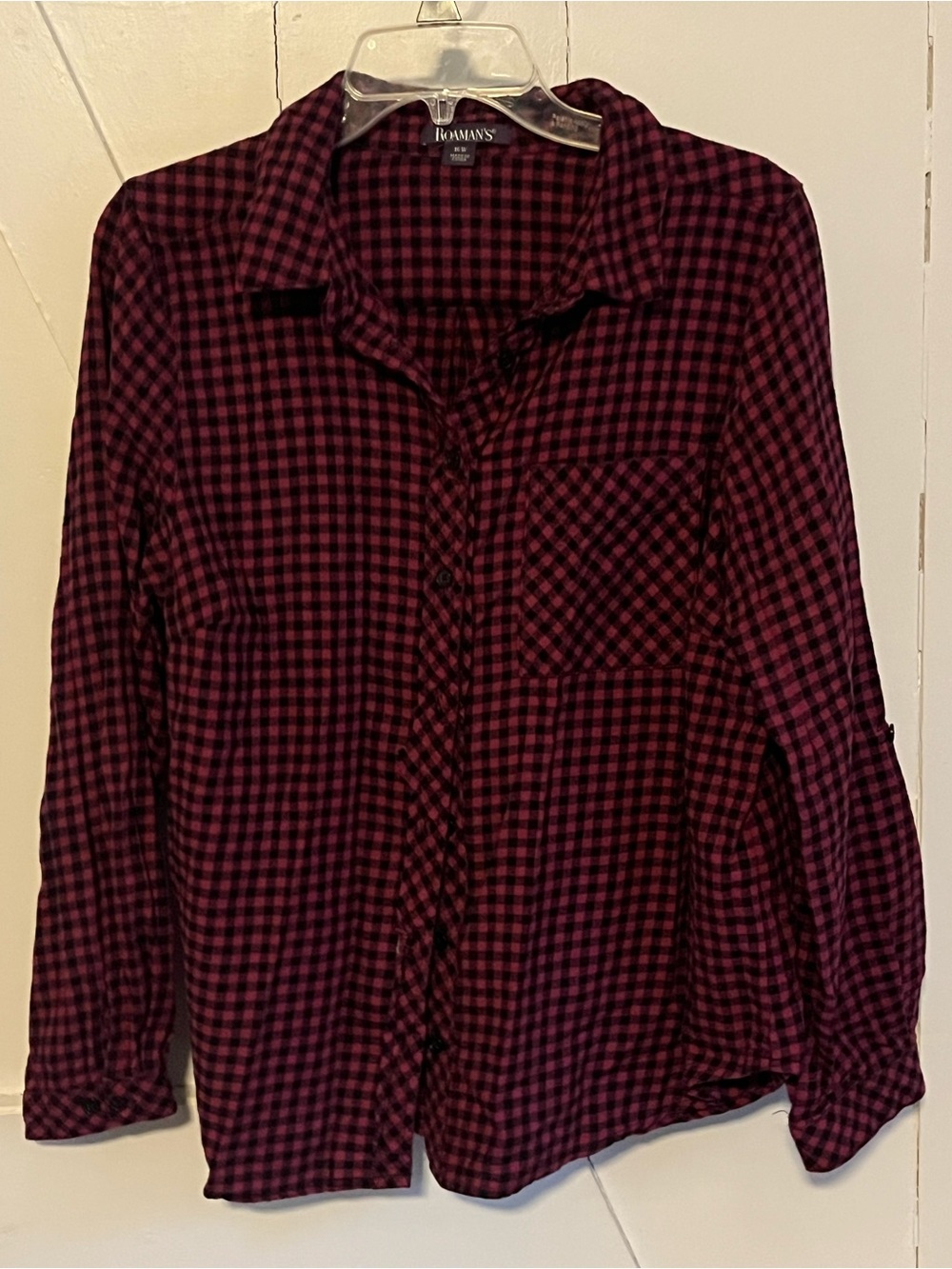 SALE 3/$15  Burgundy/ Pink and Black Plaid Long-Sleeve Shirt